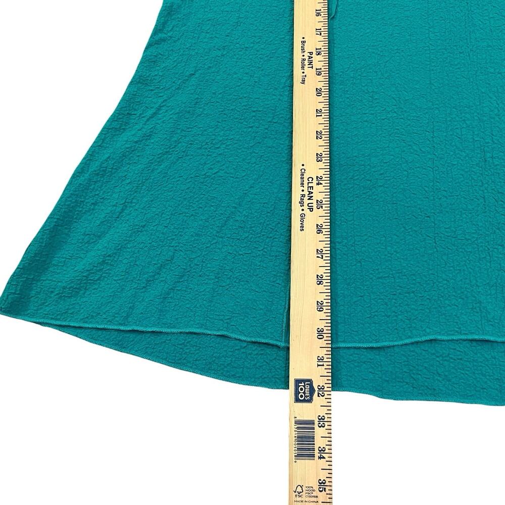 Ali Miles Crinkle Cowl Neck Tunic Top 1X Teal 3/4 Sleeves Artsy Lagenlook Casual - Picture 8 of 8